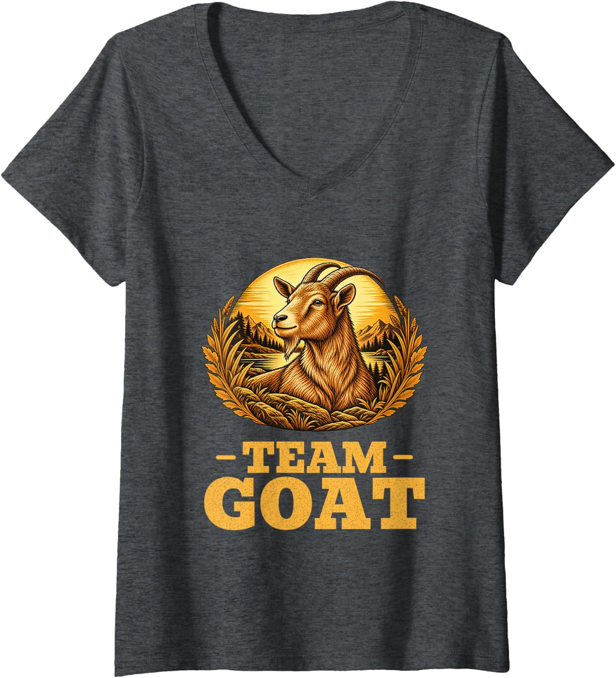 Women's Team Goat Vintage Farm Retro Animal Lover V-Neck T-Shirt - Dark Heather Grey