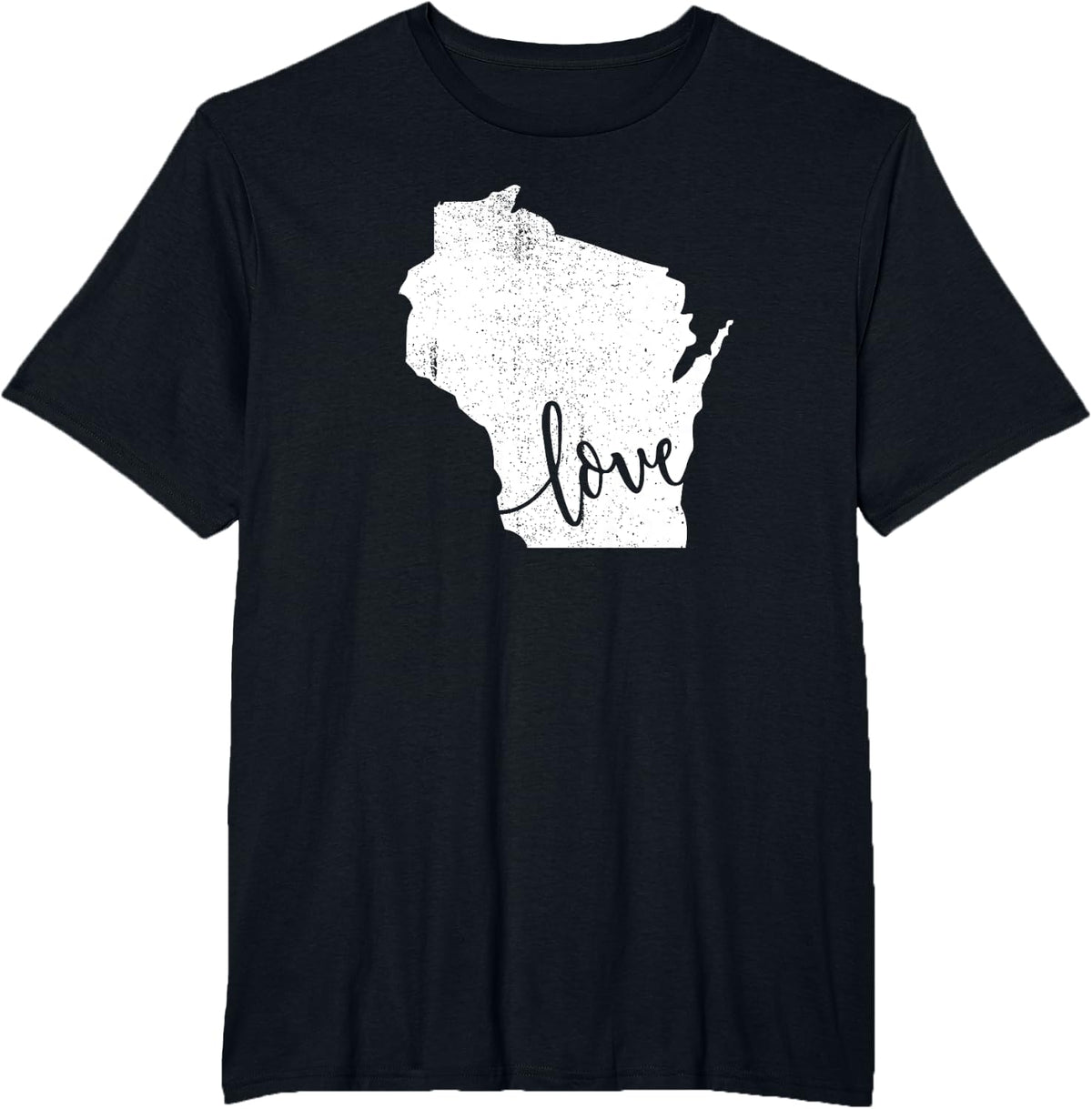 Wisconsin Home Love Vintage state map outline shirt T-Shirt - Black