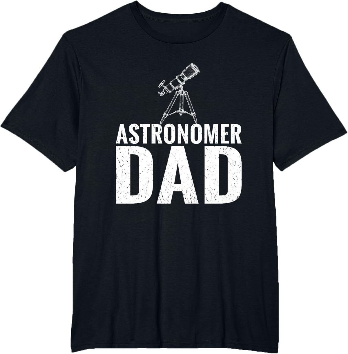 Funny Distressed Retro Vintage Telescope Star Astronomy T-Shirt - Black
