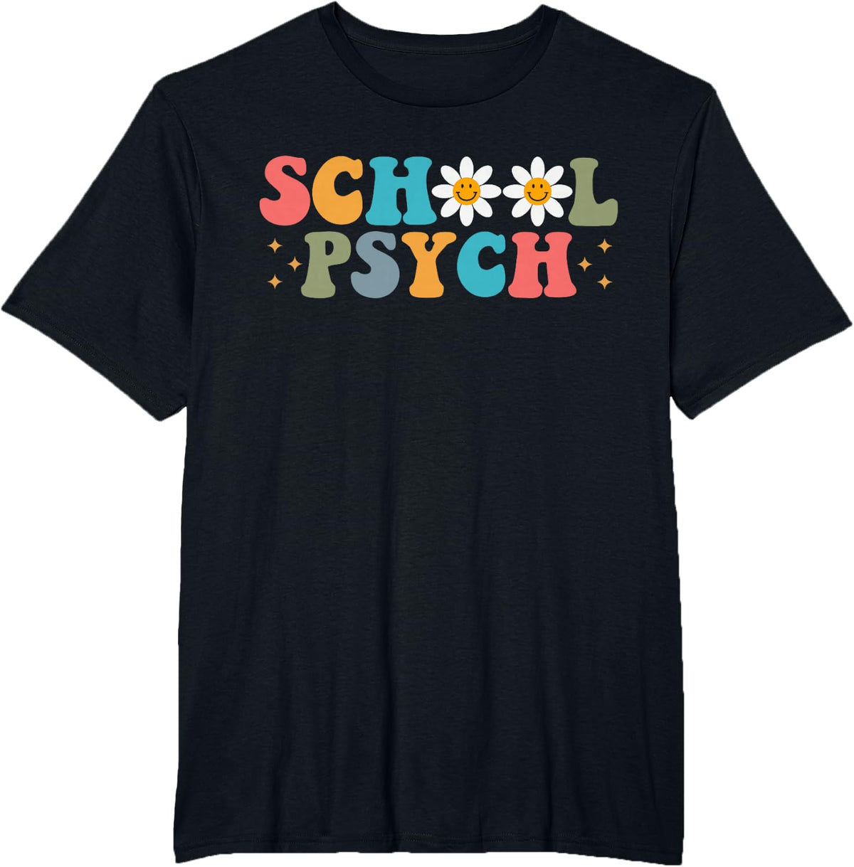 School Psych teacher School Psychologist groovy retro T-Shirt - Black
