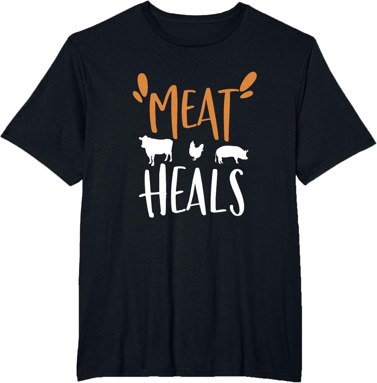 Meat Heals | Keto Low Carb Diet Beef Pork Chicken T-Shirt - Black