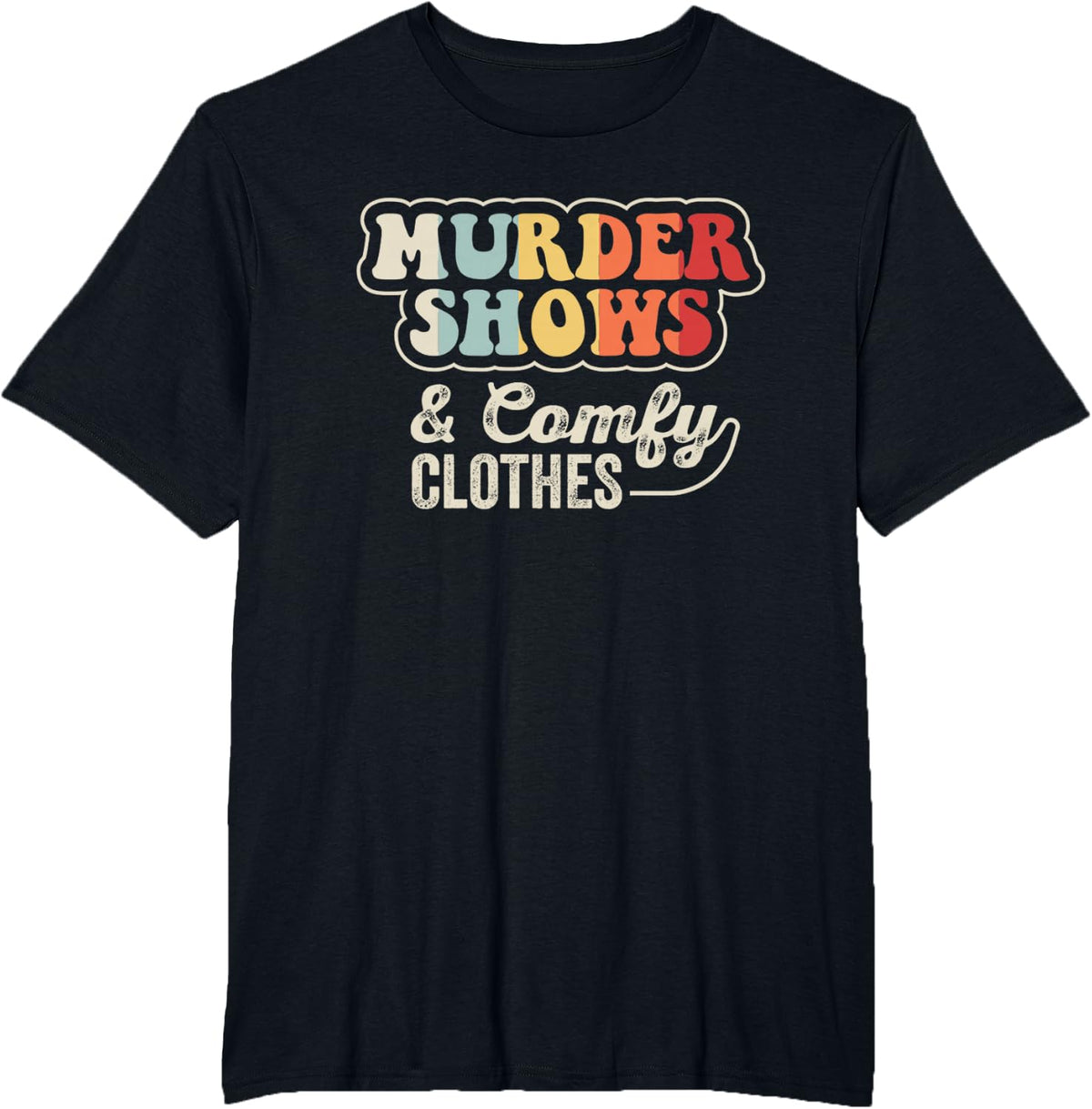 Retro Murder Shows & Comfy Clothes True Crime Fan Graphic T-Shirt - Black