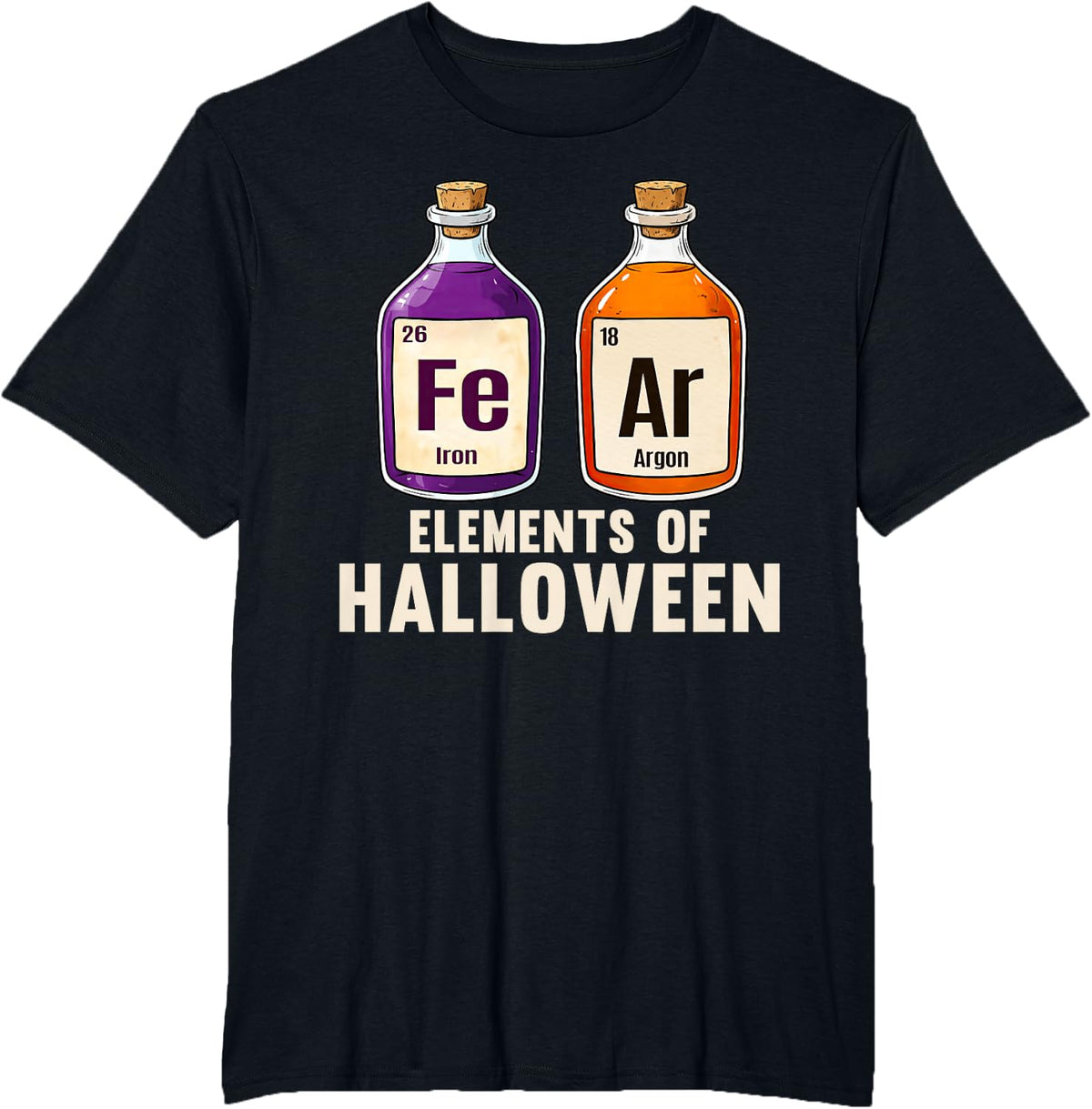 Elements of Halloween Fear Science Periodic Table T-Shirt - Black