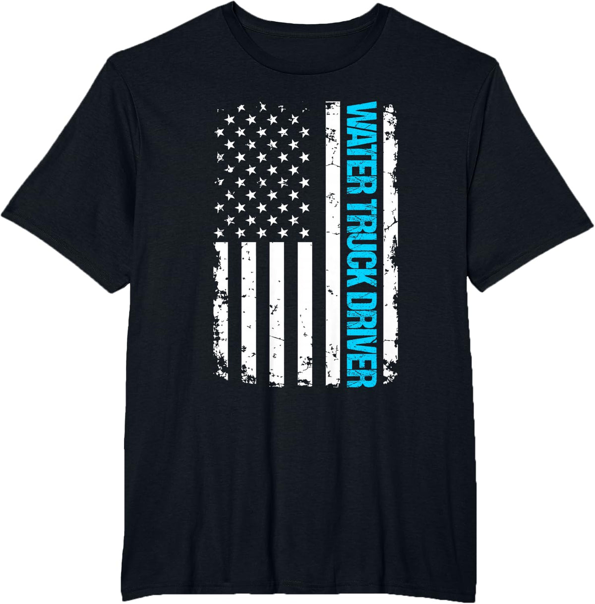 Water Truck Driver USA Flag T-Shirt - Black