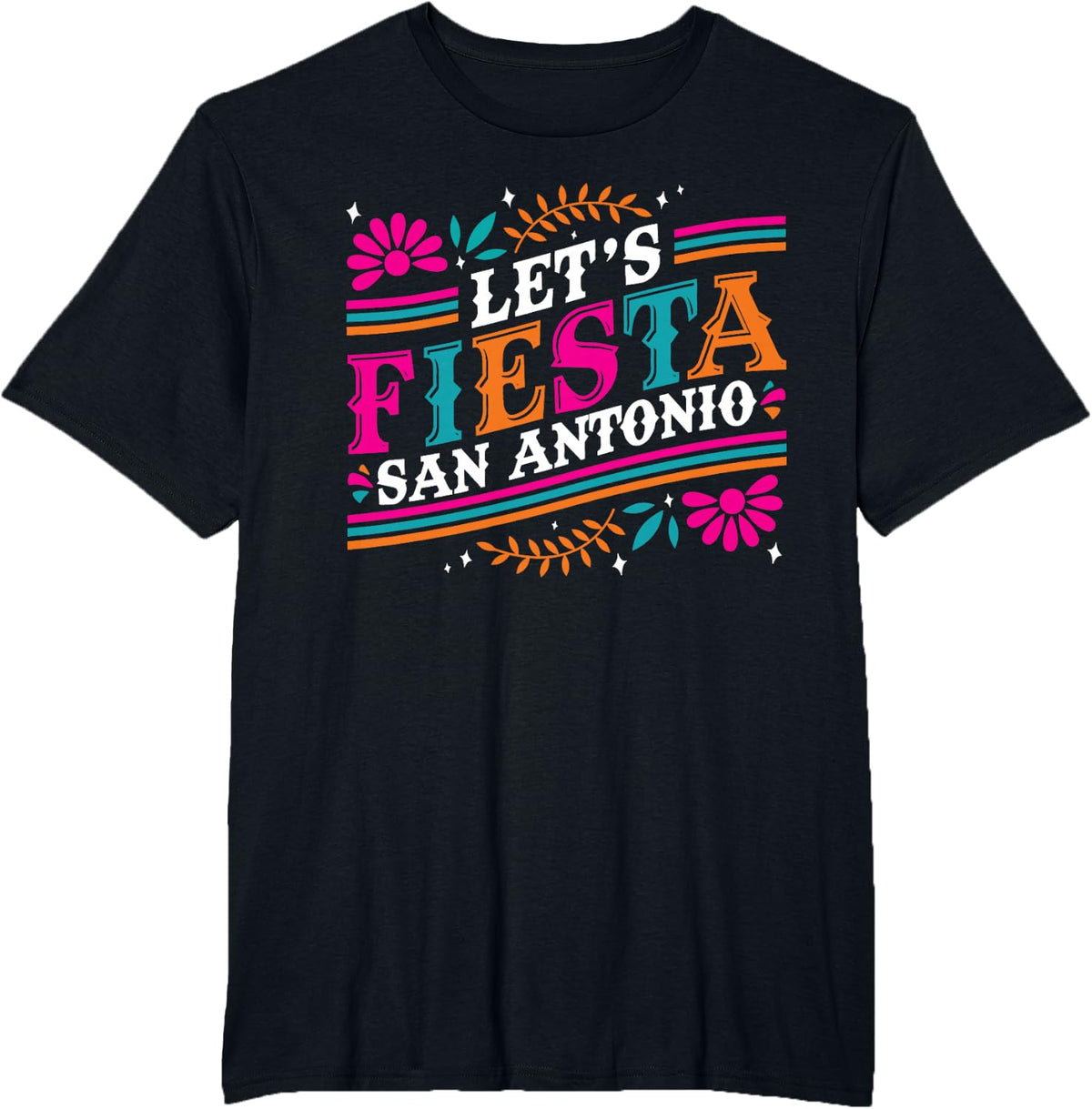 Lets Fiesta San Antonio Retro Cinco De Mayo Mexican Tees T-Shirts - Black