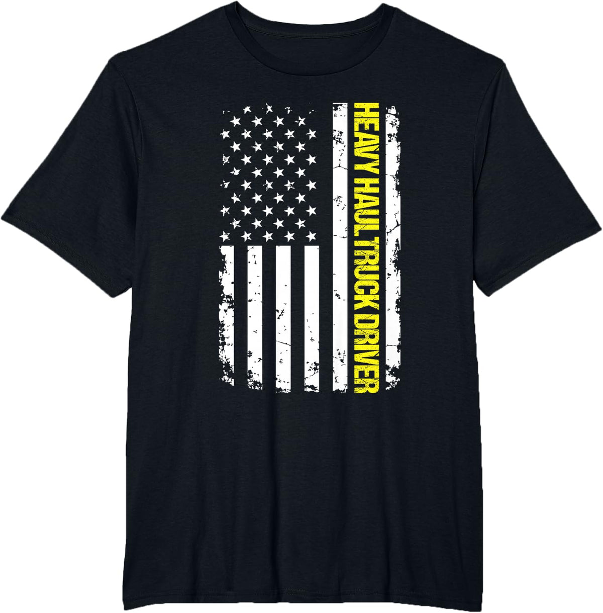 Heavy Haul Truck Driver USA Flag T-Shirt - Black