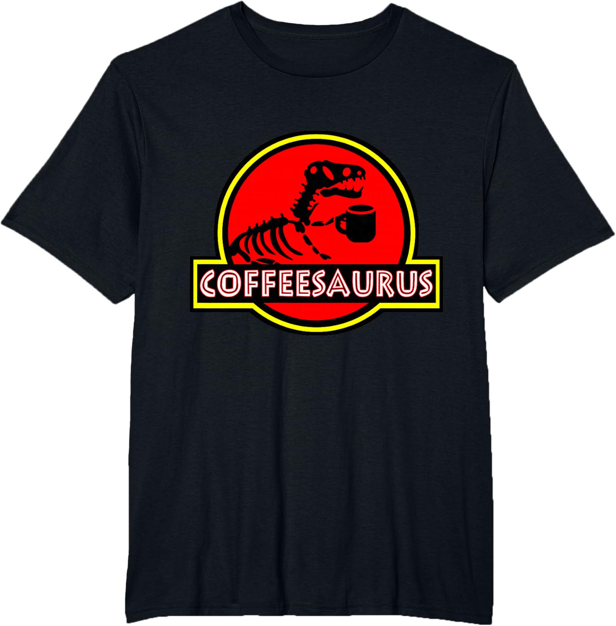 Funny CoffeeSaurus Dinosaur Coffee Lover Gift Men Women T-Shirt - Black
