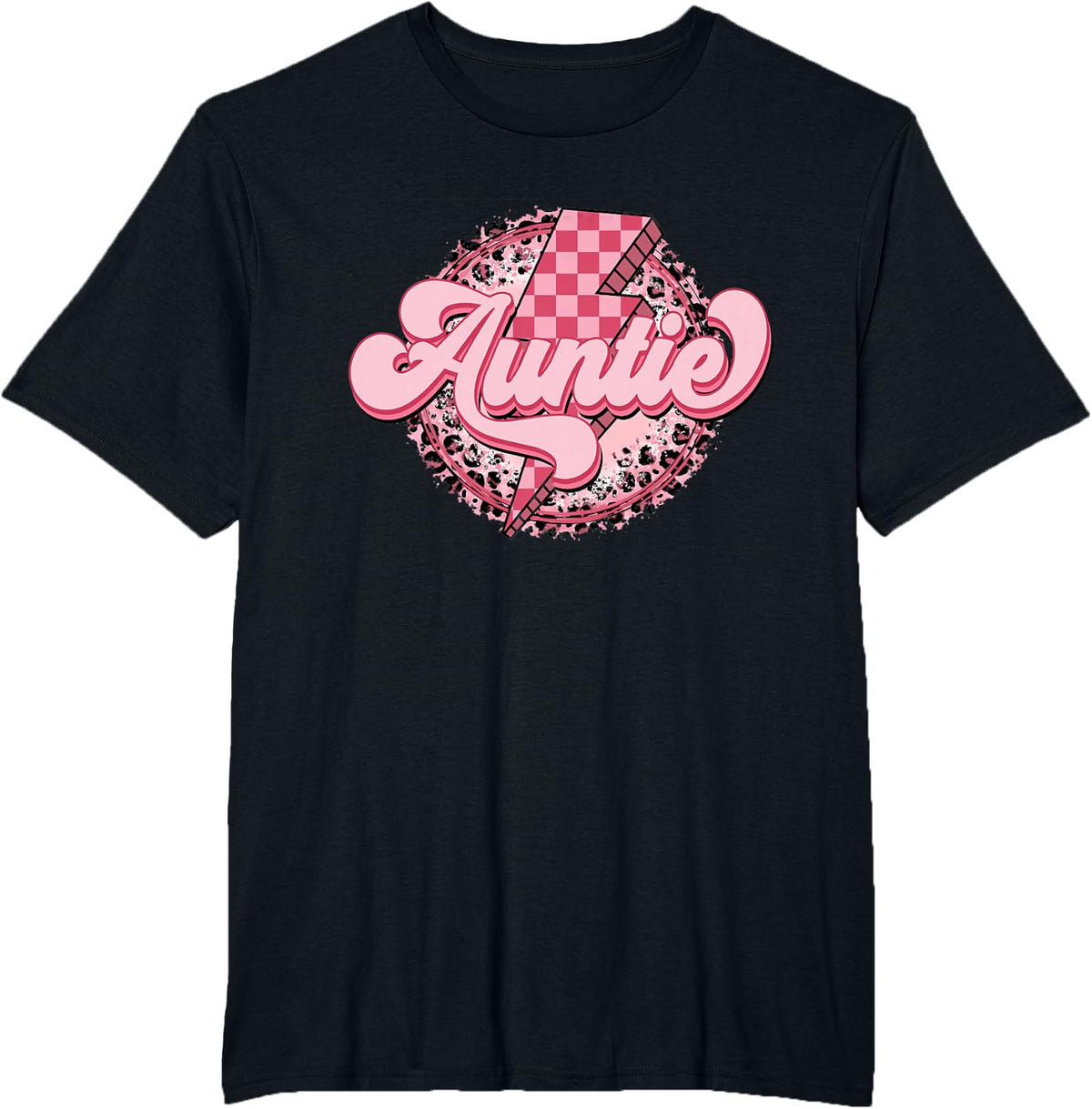 Retro Groovy Auntie Leopard Aunt Mother's Day Women T-Shirt - Black