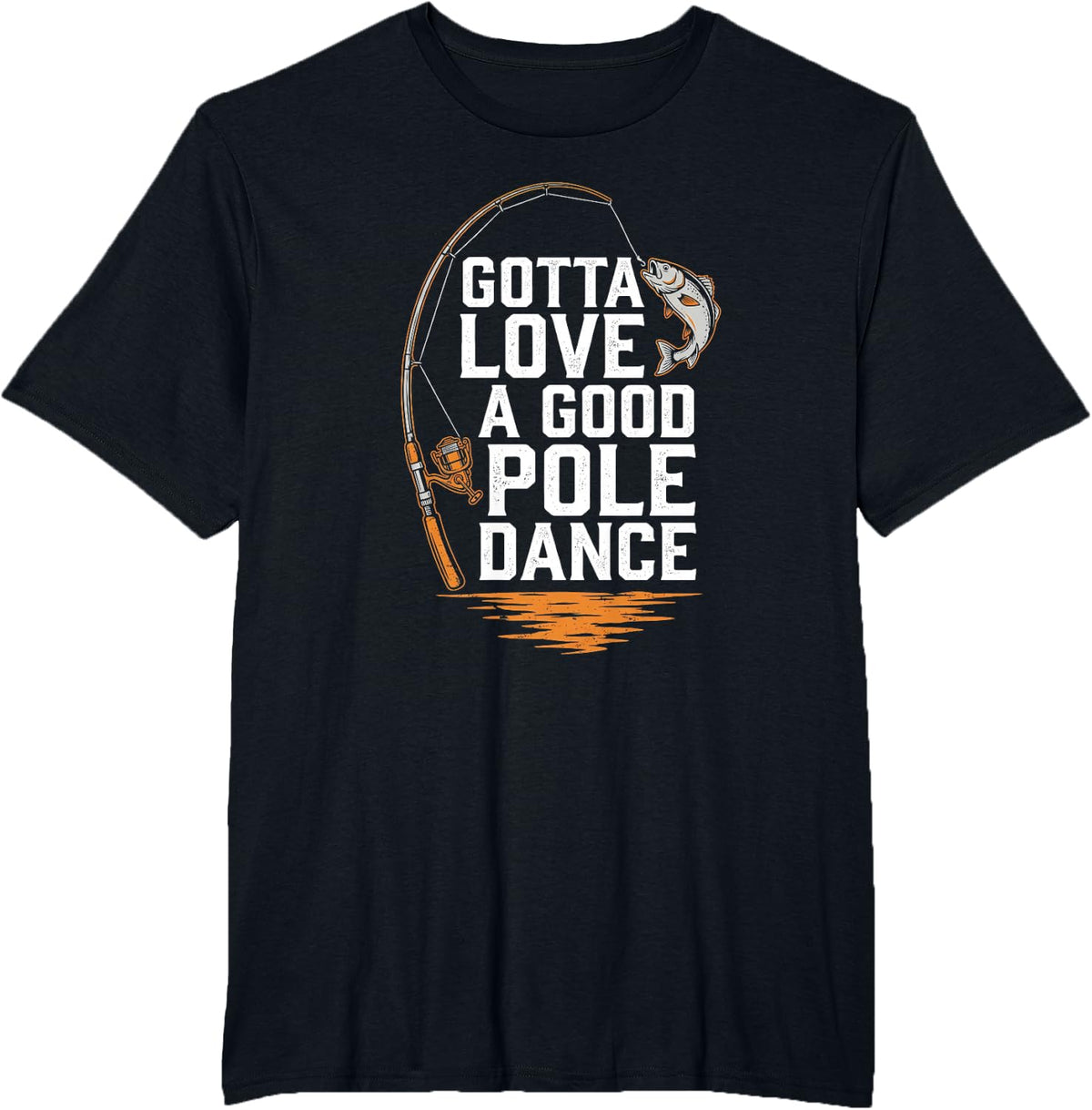 Funny Fishing Pole Dance Largemouth Bass Adult Angler Humor T-Shirt - Black