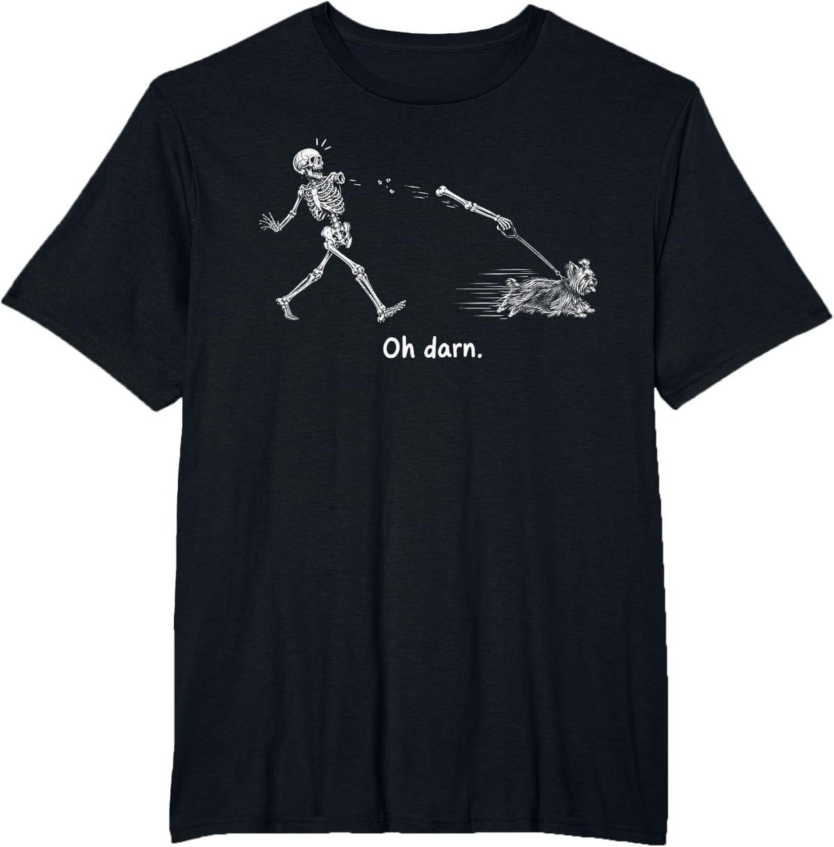 Yorkshire Terrier Skeleton Dog Walker Halloween 2026 T-Shirt - Black