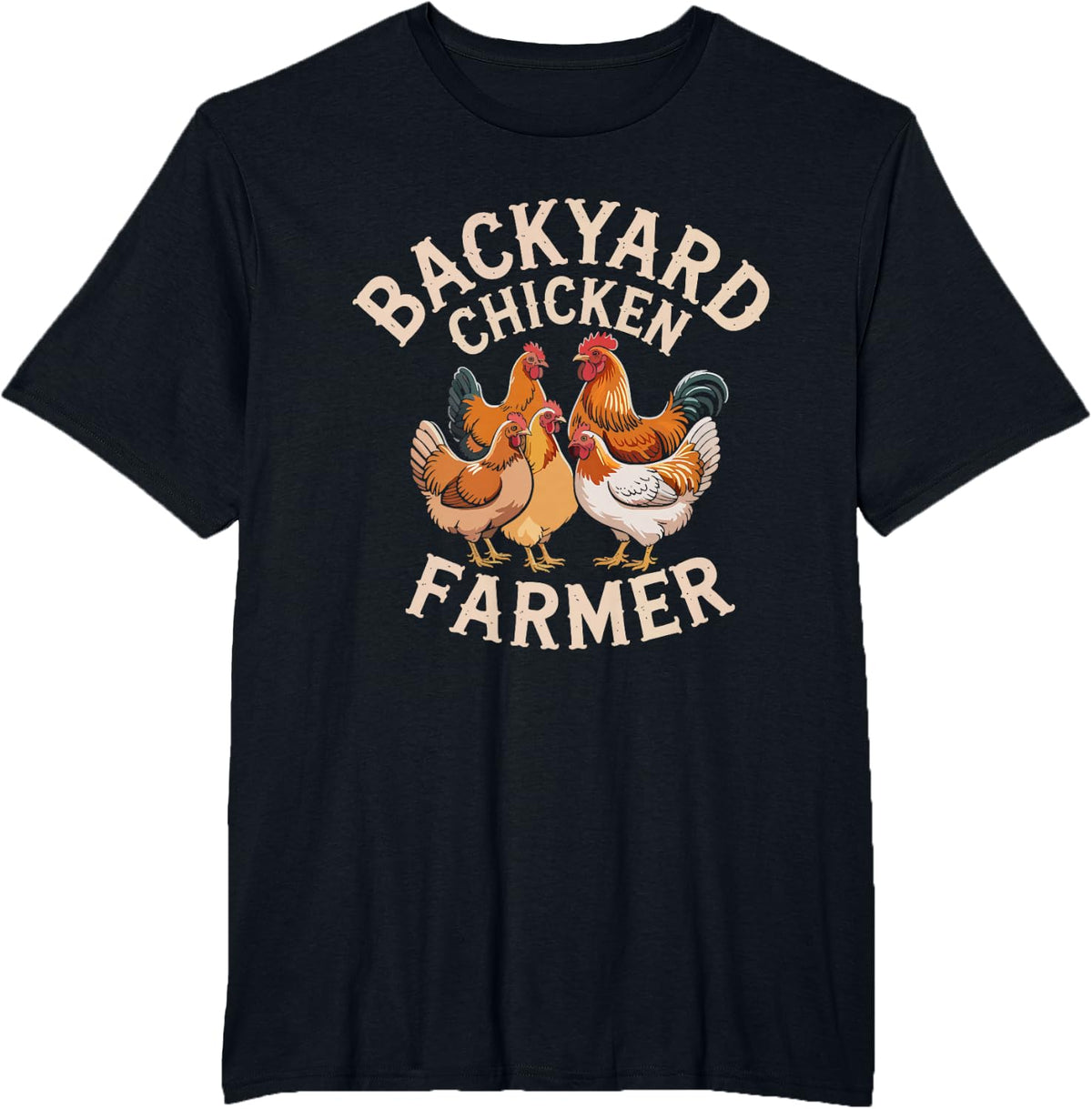 Backyard Chicken Farmer Retro Vintage Distressed Badge T-Shirt - Black