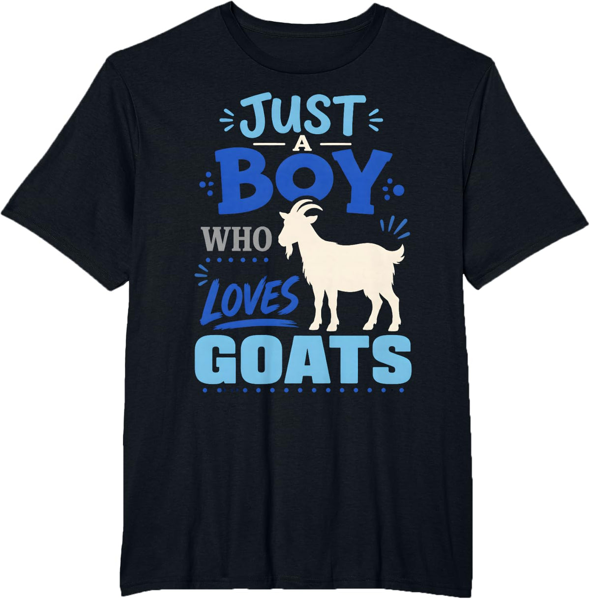 Just a Boy Who Loves Goats Animal Goat Lover Kids T-Shirt - Black
