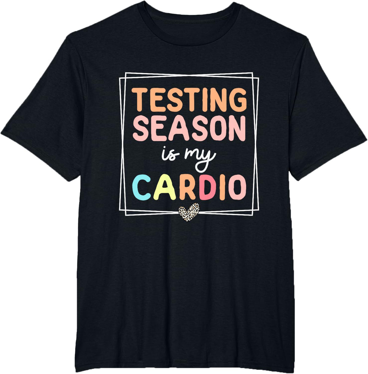 Testing Season Is My Cardio Retro Groovy Teacher Test Day T-Shirt - Black