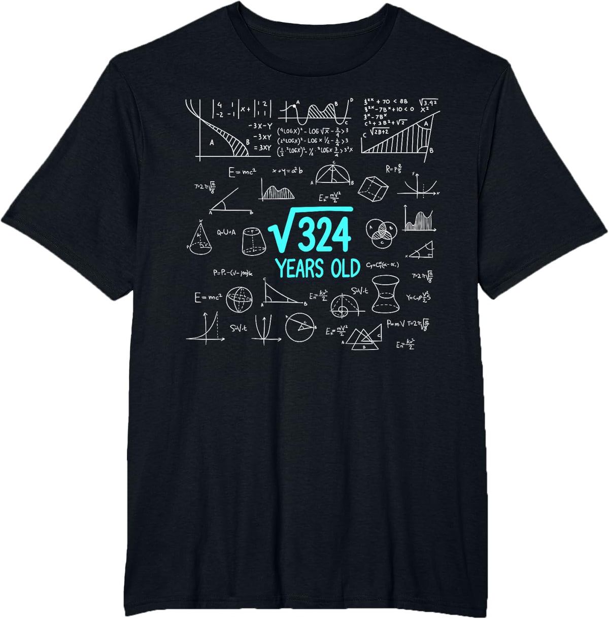 Funny 18st Birthday Square Root of 324 Math Nerd Teacher T-Shirt - Black