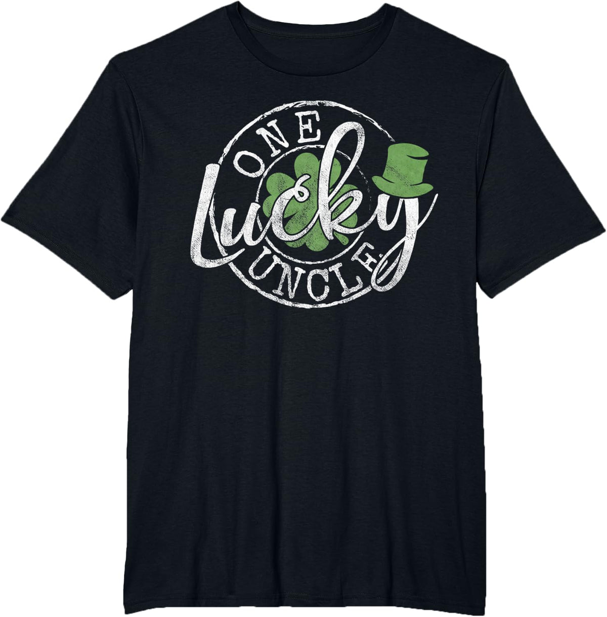 One Lucky Uncle Funny Brother Irish Clovers St Patrick's Day T-Shirt - Black