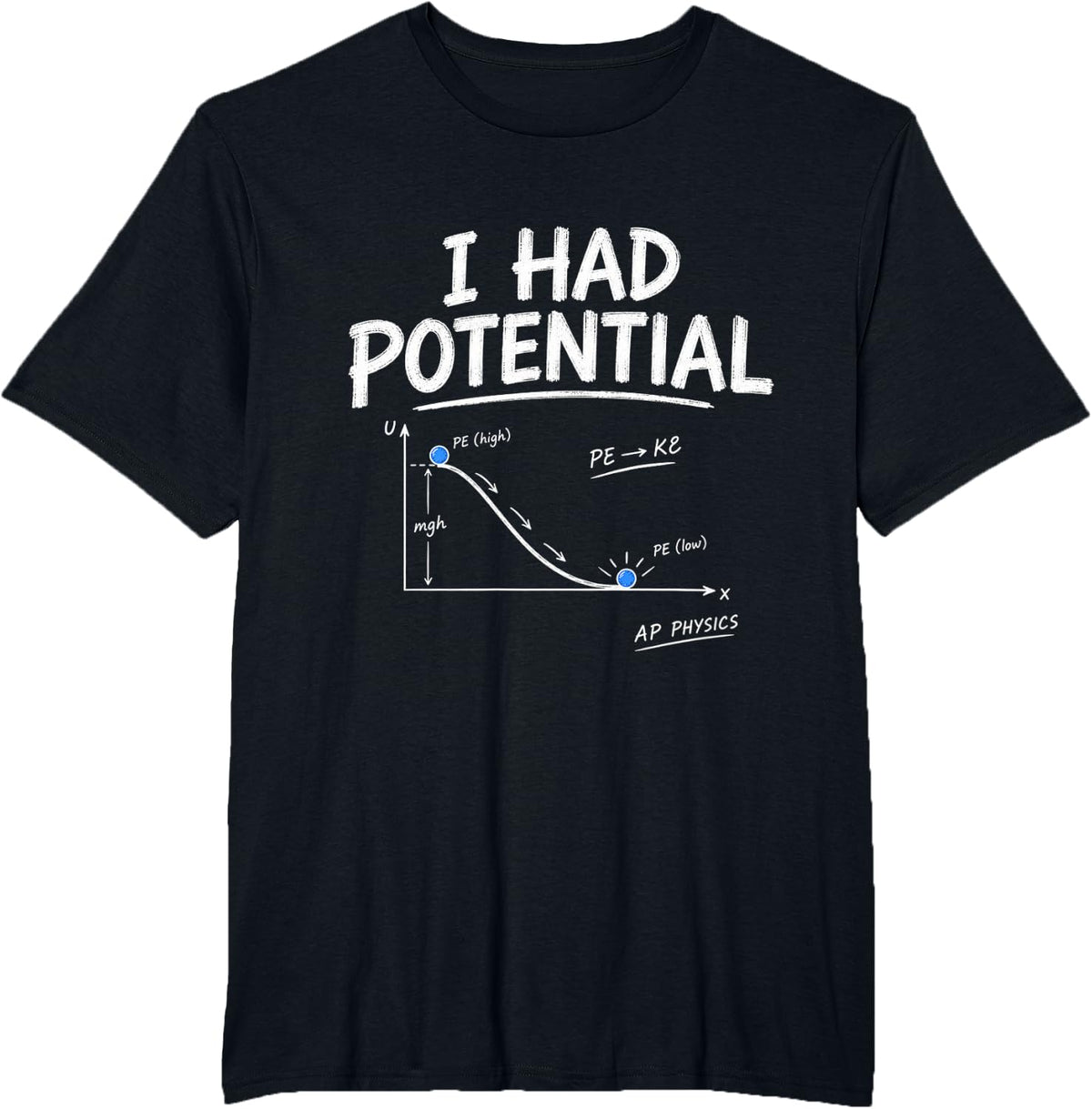 Funny I Had Potential Physics Energy Student Science T-Shirt - Black