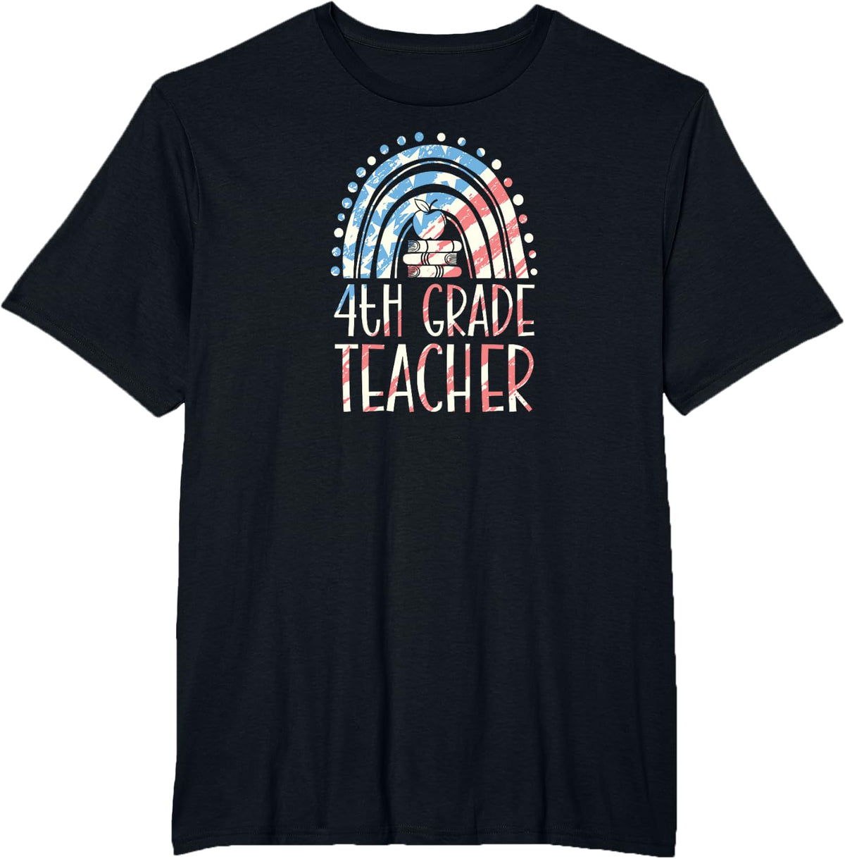 4th Grade Teacher Bohemian Rainbow Wholesome Aesthetic T-Shirt - Black