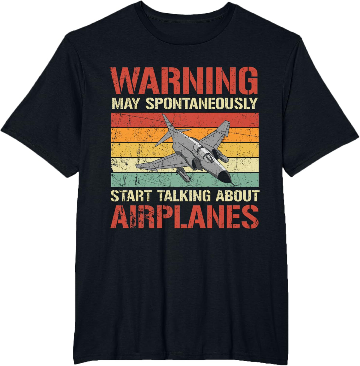 Warning May Spontaneously Talk About F-4 Phantom II Vintage T-Shirt - Black