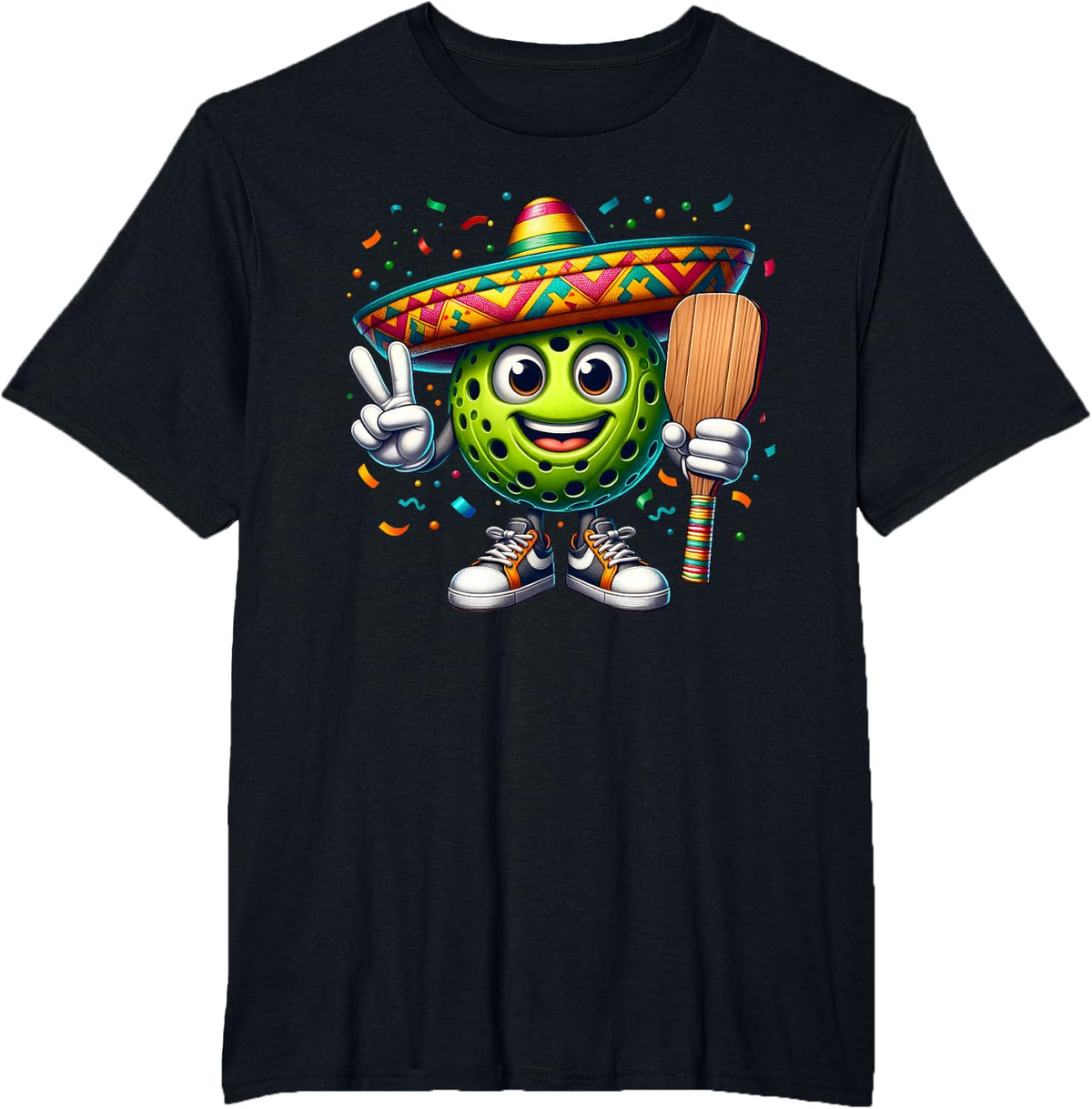 Peace Sign Hand Funny Cinco De Mayo Pickleball T-Shirt - Black