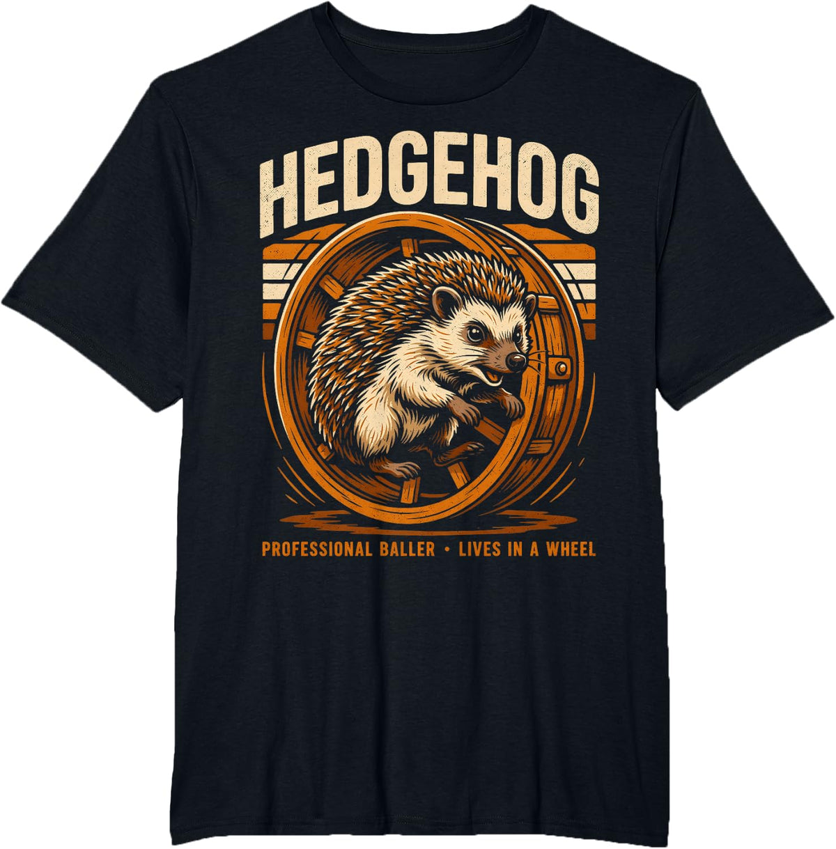 Professional Baller Hedgehog Lives in A Wheel T-Shirt - Black