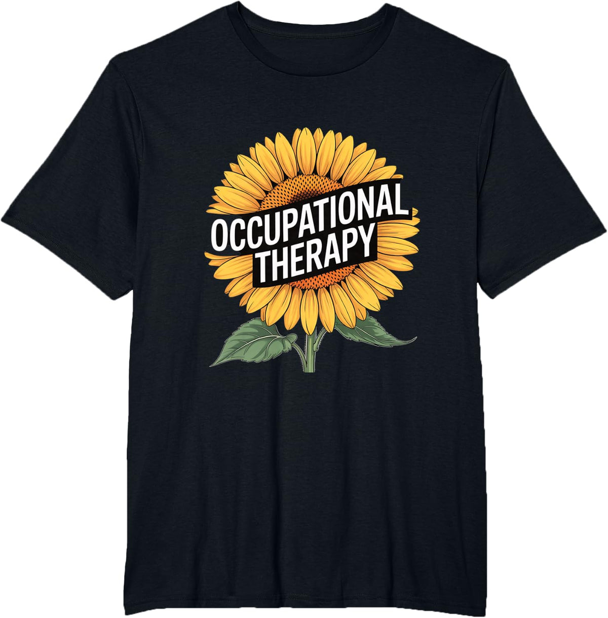 Occupational Therapy Sunflower Support Design T-Shirt - Black
