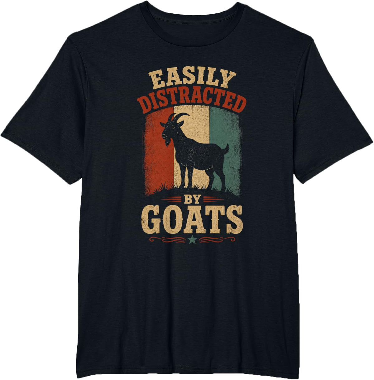 Easily Distracted BY Goats Vintage Goat T-Shirt - Black