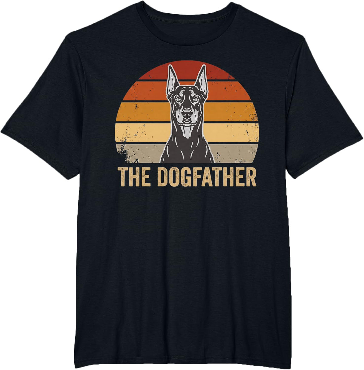 Doberman Dog Dad Dogfather Dogs Daddy Father Retro Pups T-Shirt - Black