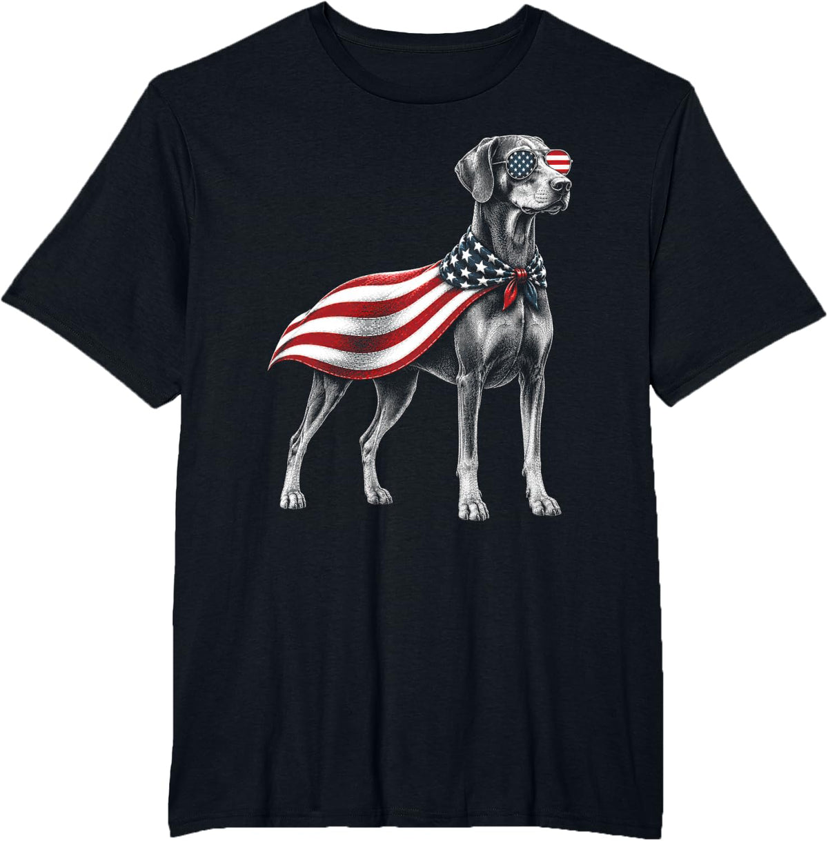 Doberman 4th of July US American Flag Dobie Dog Patriotic T-Shirt - Black