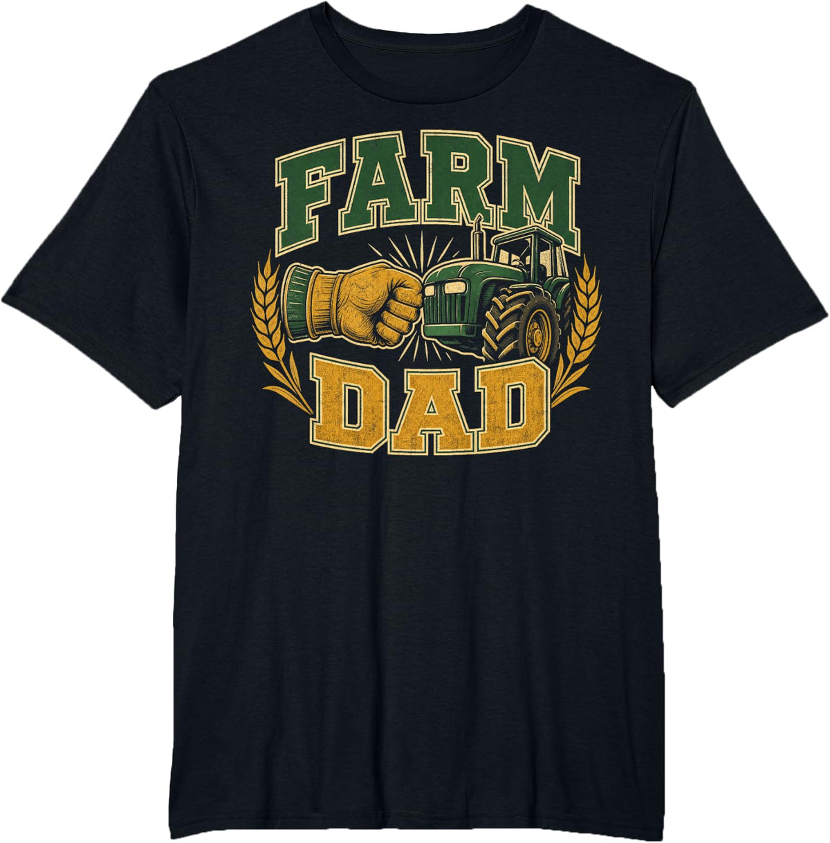 Farm Dad Tractor Father Farming T-Shirt - Black