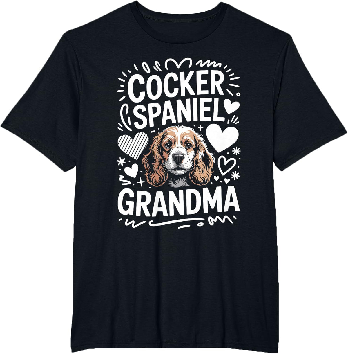 Cocker Spaniel Grandma Grandmother T-Shirt - Black