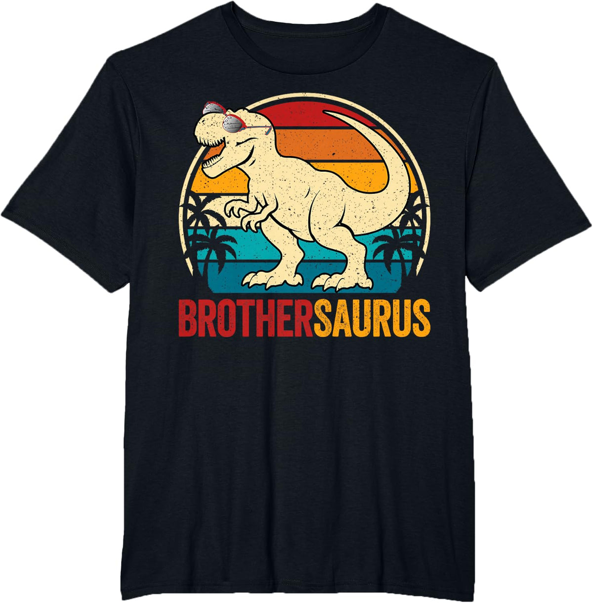 Retro Brother Saurus T-Rex Dinosaur Lover T-Shirt - Black