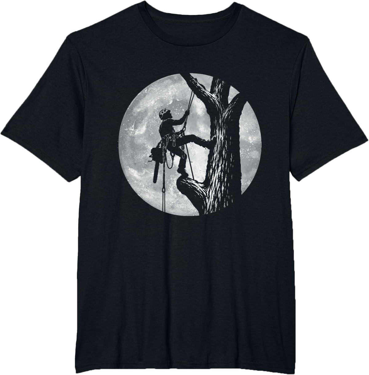 Arborist Moon - Arborist Tree Surgeon Tree Trimmer Chainsaw T-Shirt - Black