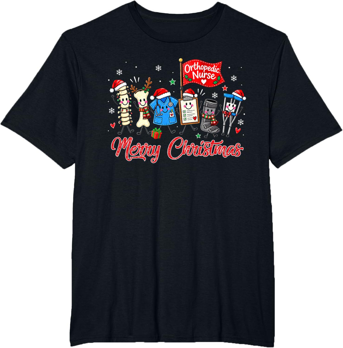 Orthopedic Nurse Christmas Shirt Funny Medical Staff Holiday T-Shirt - Black
