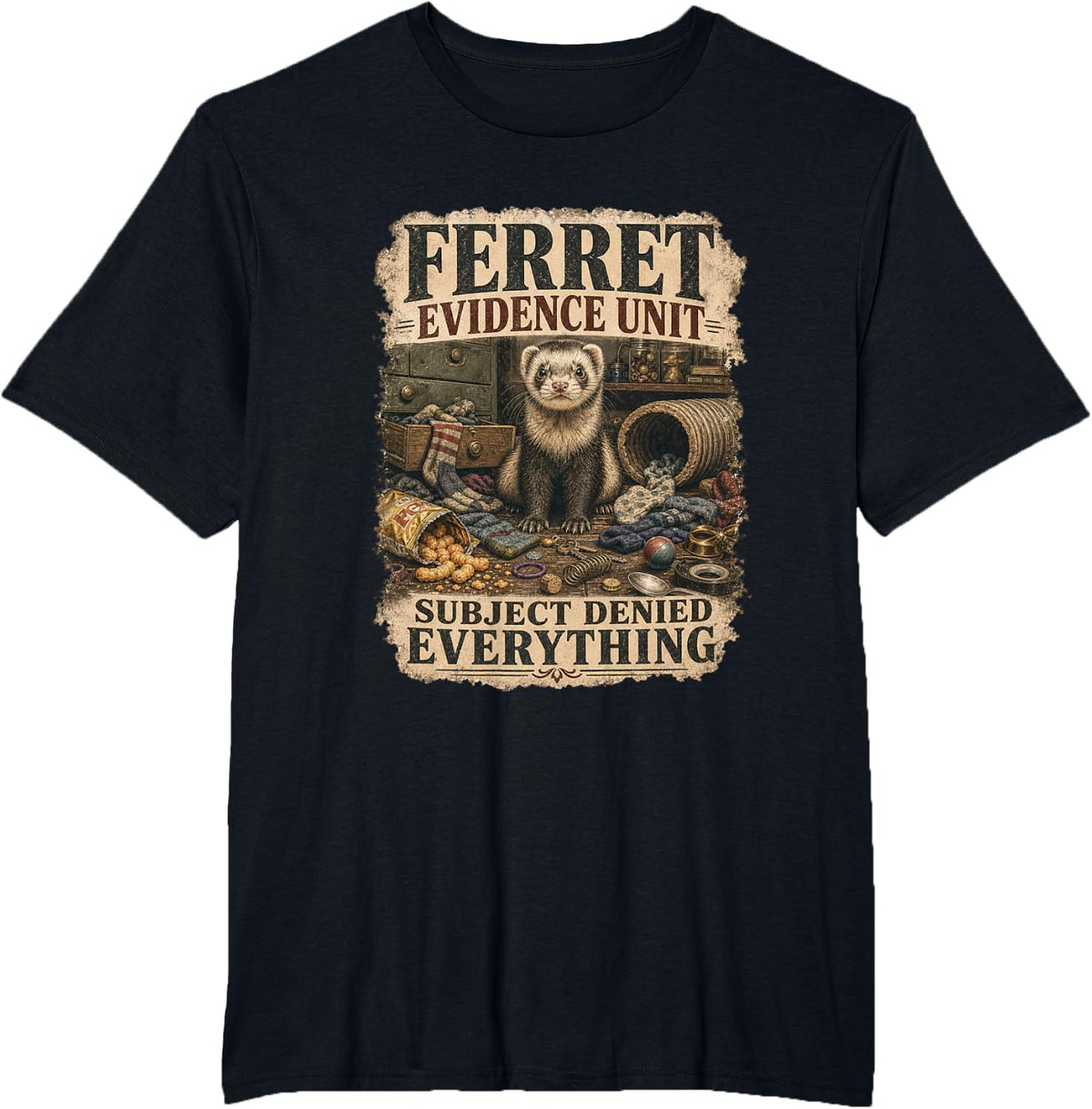 Funny Ferret Lover Gift - Evidence Unit T-Shirt - Black
