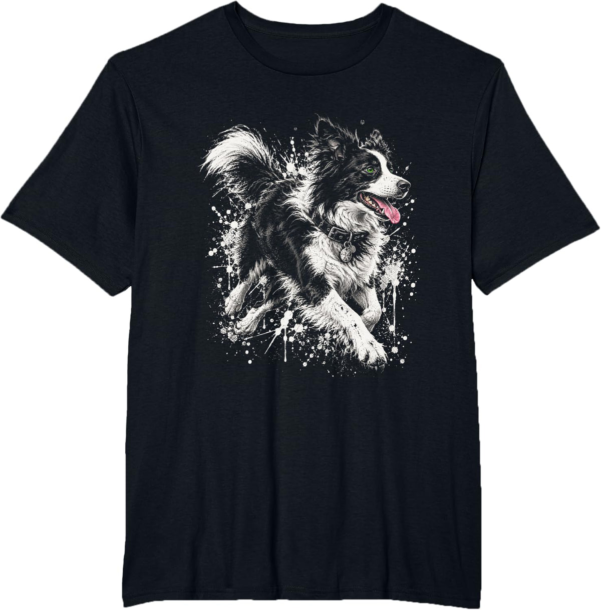 Punk Dog Funny Mohawk Border Collie Rock Grunge T-Shirt - Black