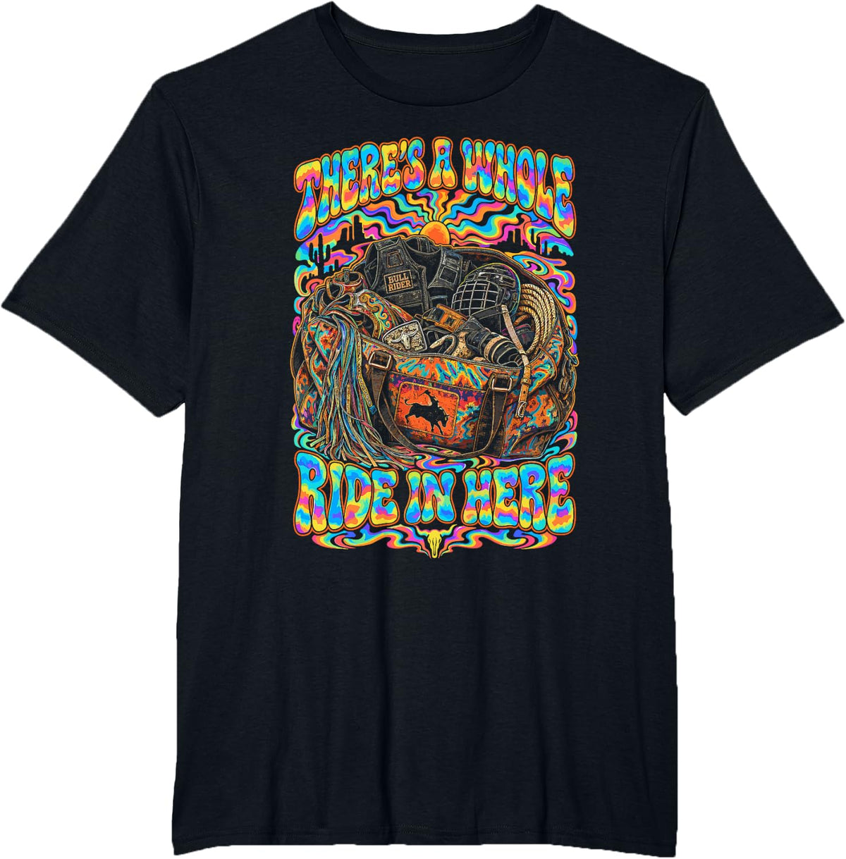 Bull Rider - Bull Riding Rodeo Gear Bag Shadow T-Shirt - Black