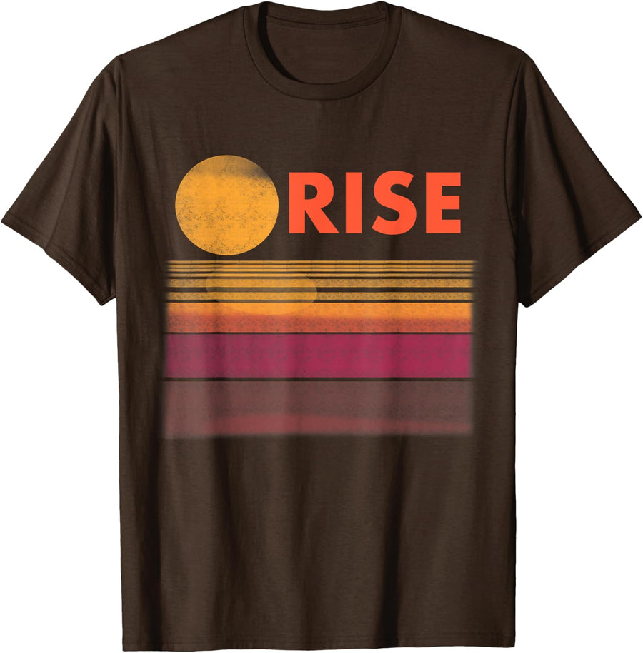 Retro Vintage Sunset Sunrise Rise T-Shirt - Brown