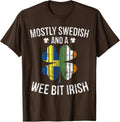 Swedish Wee Bit Irish T-Shirt Sweden St Patrick's Day Gifts T-Shirt - Brown