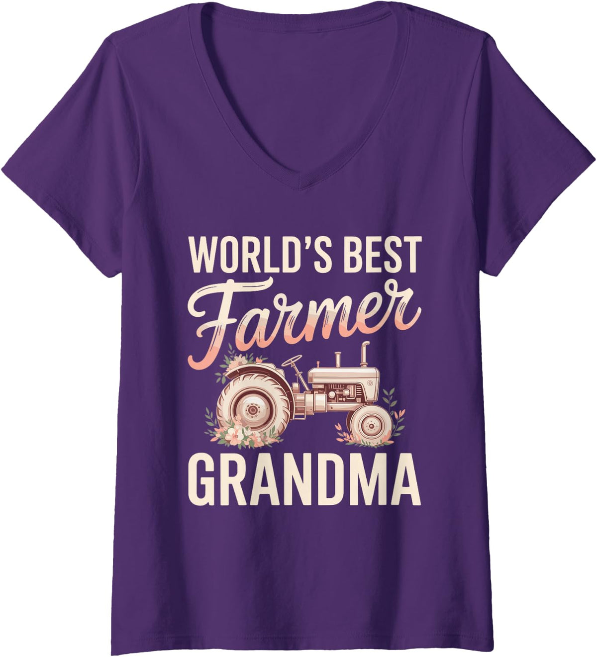 Women's World's Best Farmer Grandma Farming V-Neck T-Shirt - Purple