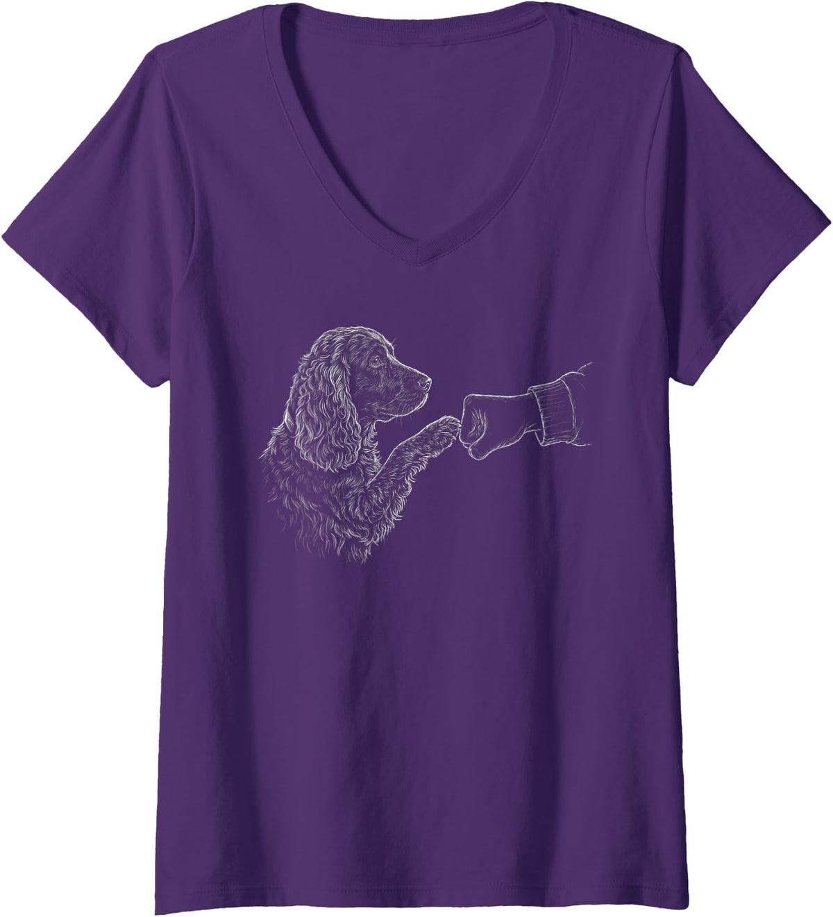 Women's Cocker Spaniel Fist Bump Dog Owner Friendship Men Women V-Neck T-Shirt - Purple