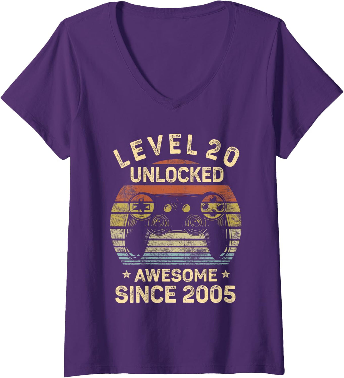 Women's Level 20 Unlocked 20th Birthday 20 Year Old Gifts Gamer Bday V-Neck T-Shirt - Purple