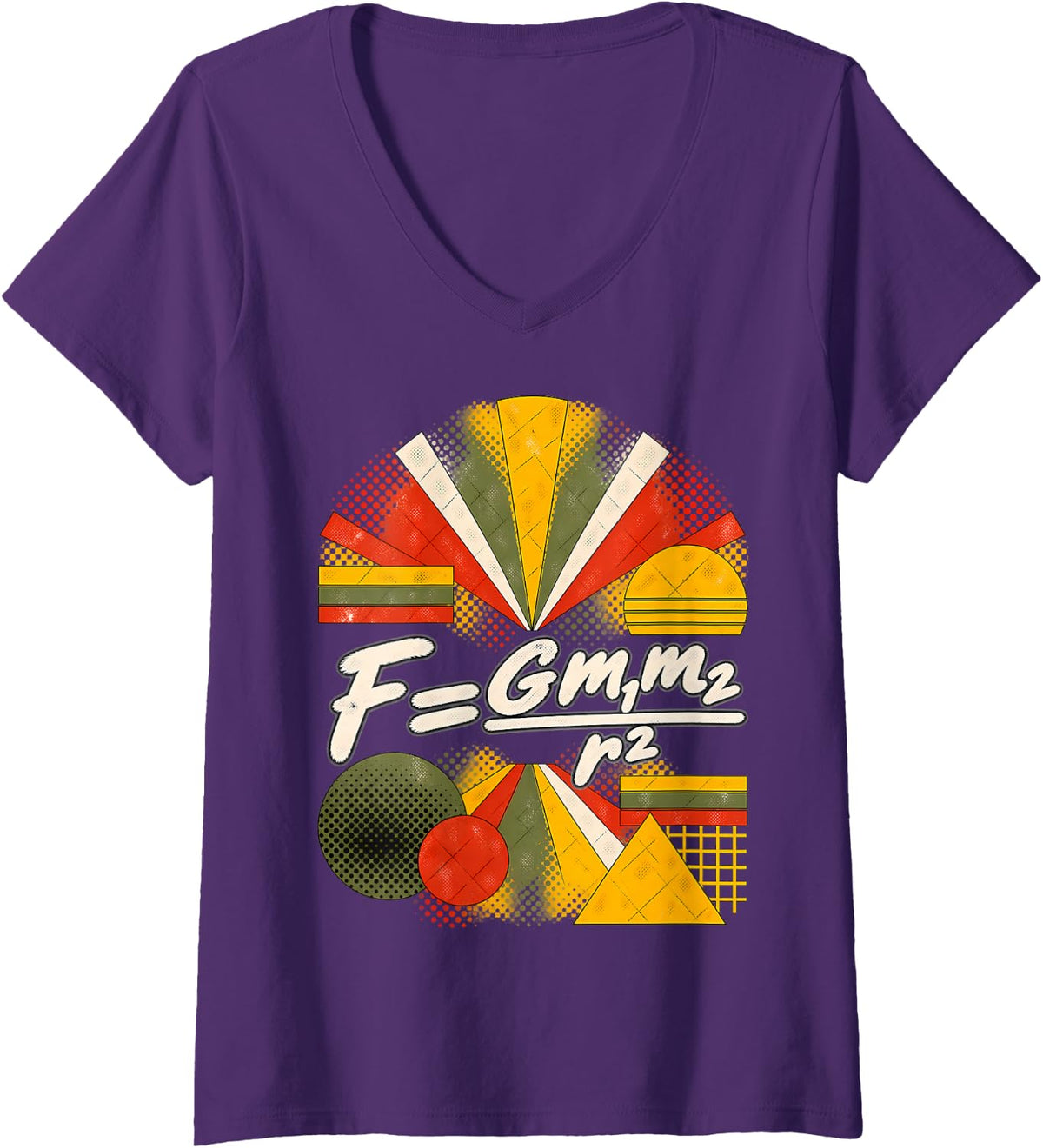 Women's Newton's Gravity Law Equation Physics Design V-Neck T-Shirt - Purple