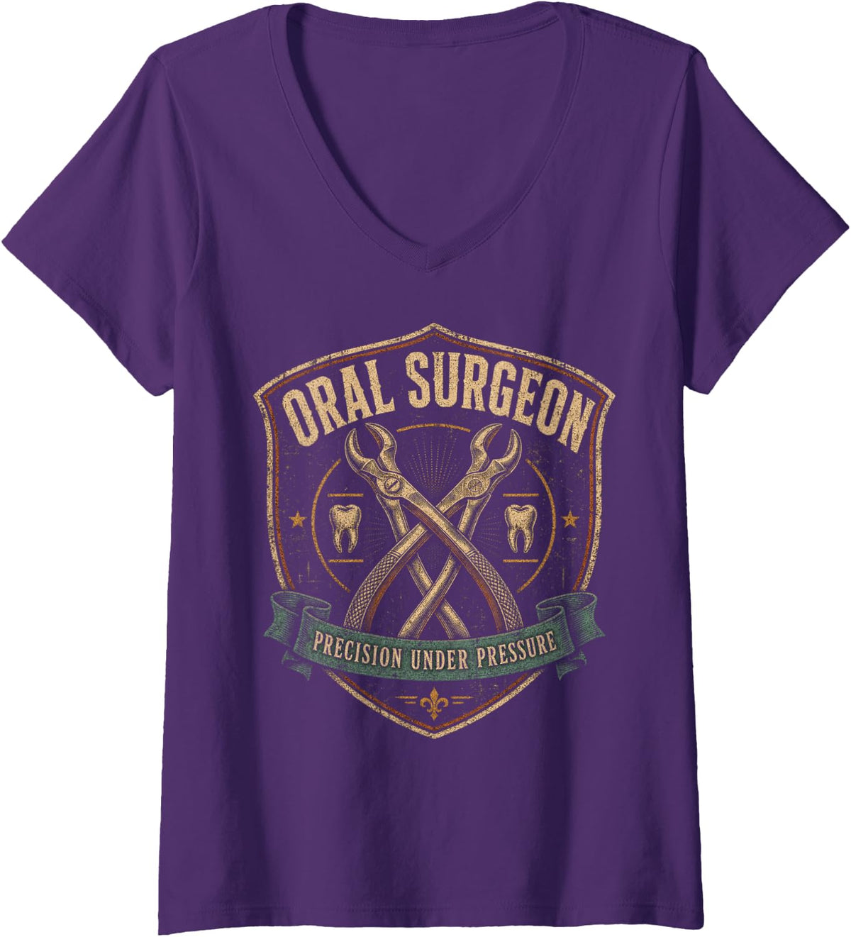 Women's Oral Surgeon Precision Under Pressure V-Neck T-Shirt - Purple