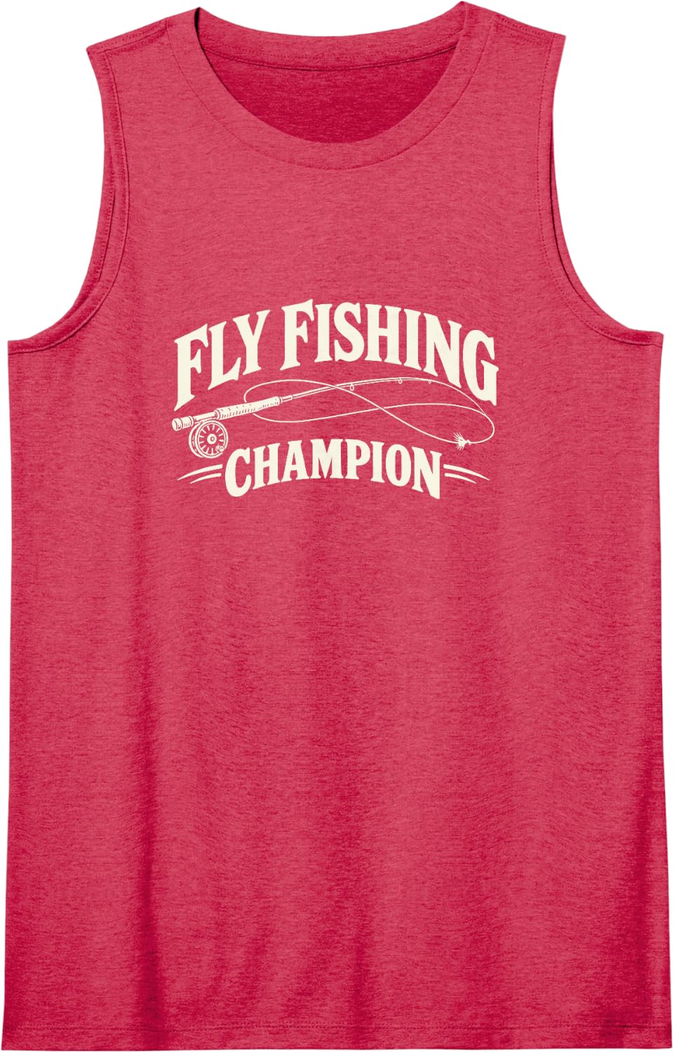 Fly Fishing Champion Rod Reel Angling Outdoors Humor Sleeveless Tank Top - Red