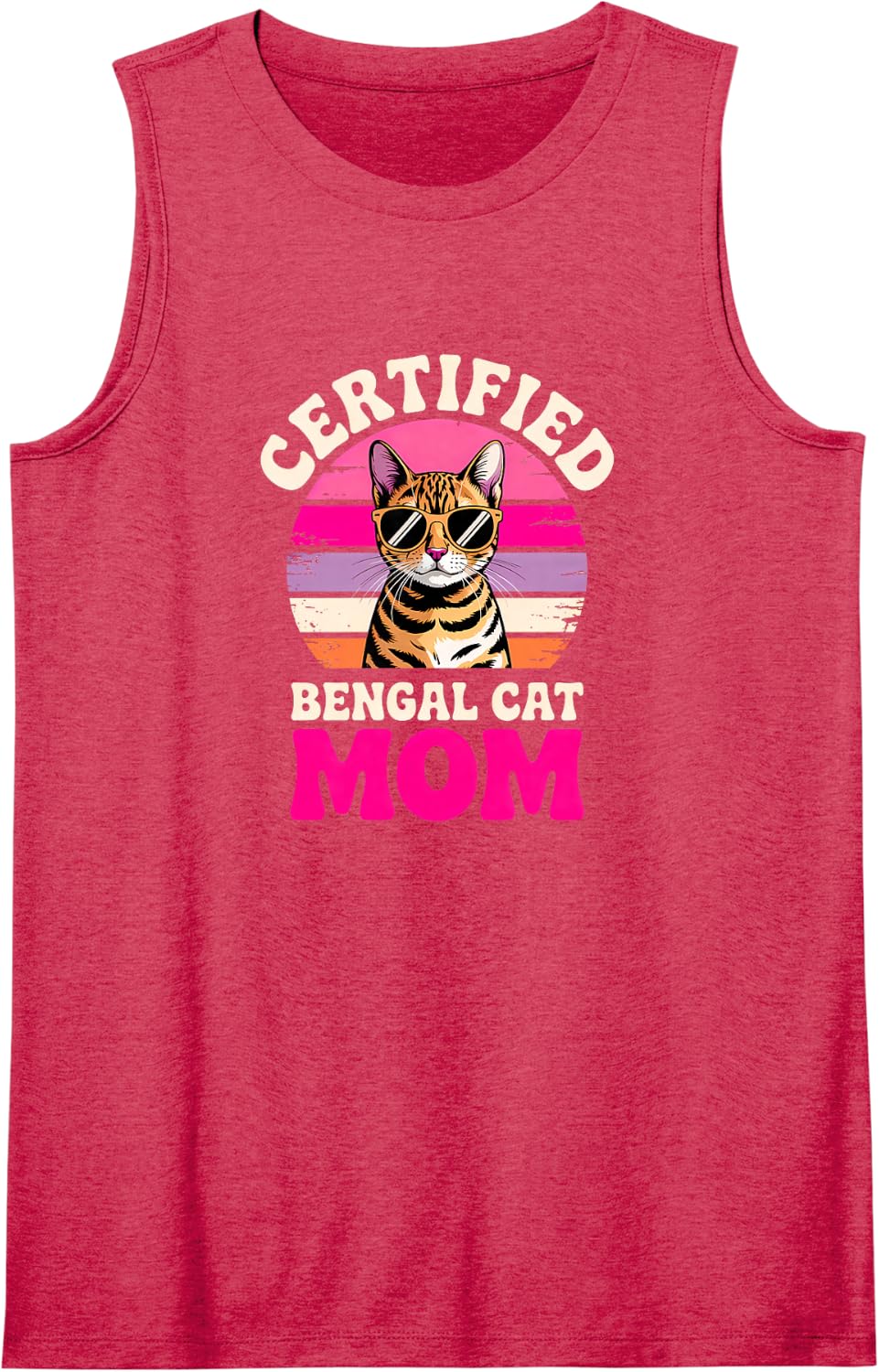 Bengal Cat Mom Sleeveless Tank Top - Red