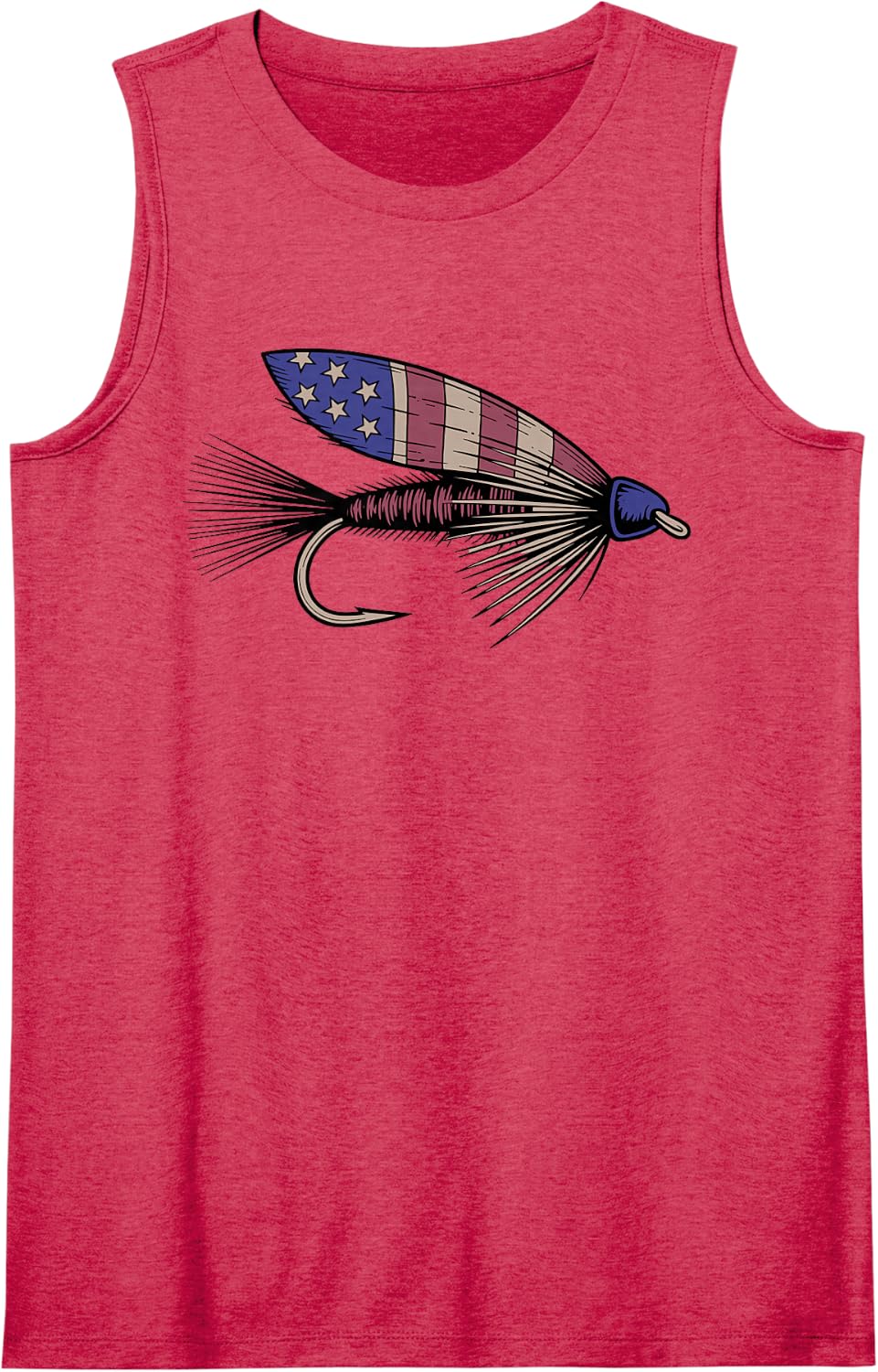 Fly Fishing Art for Men Women Trout Fisherman Fly Fishing Sleeveless Tank Top - Red