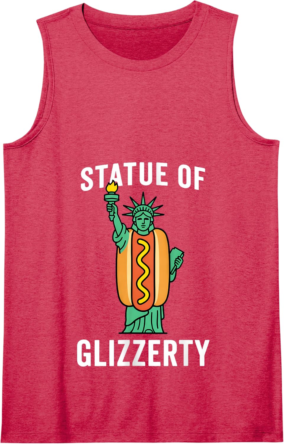 Statue of Glizzerty Funny Patriotic Hot Dog Liberty Meme Tank Top - Red