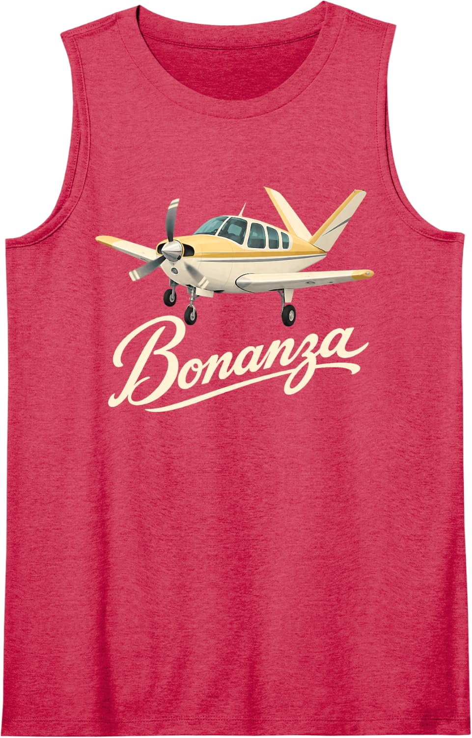 Bonanza Airplane Sleeveless Tank Top - Red