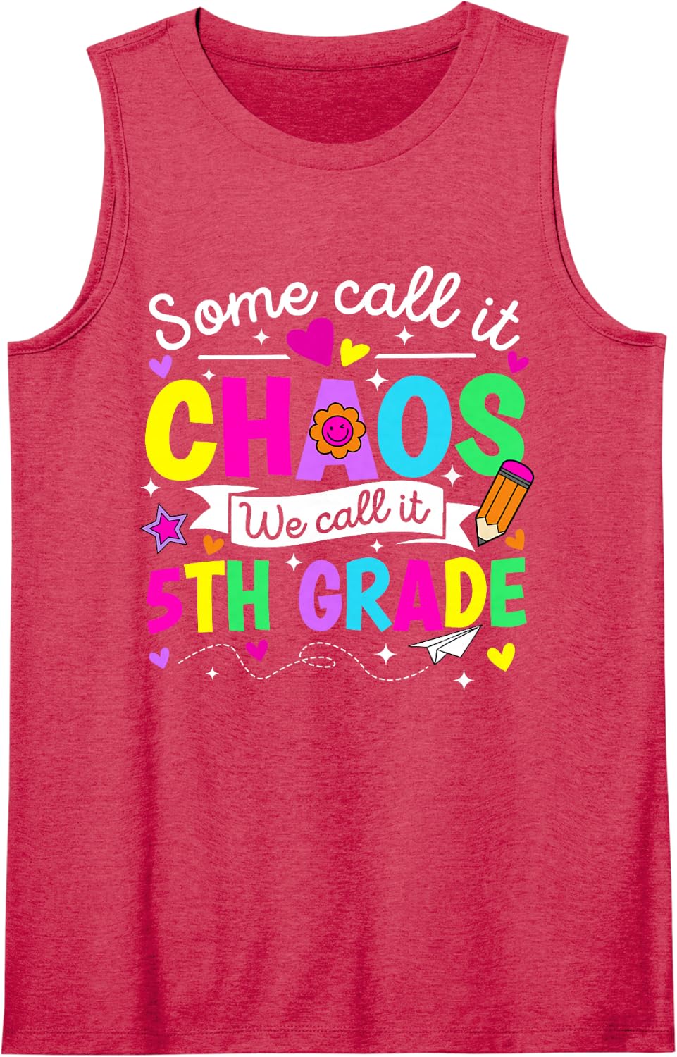 Some Call It Chaos We Call It 5th Grade Men Women Teacher Tank Top - Red