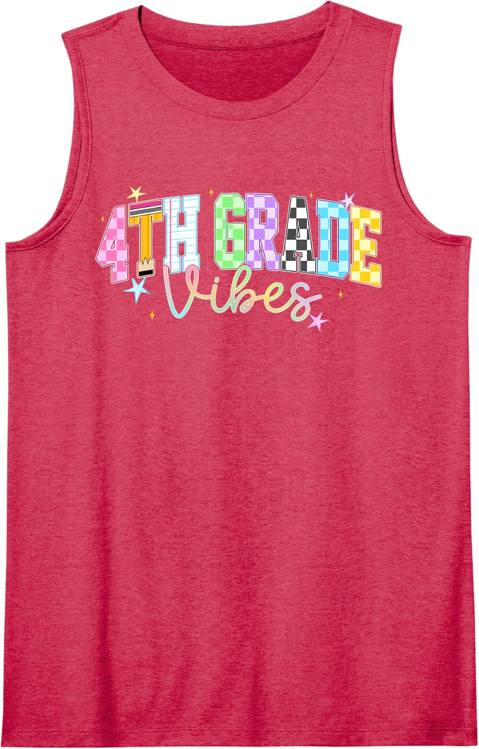 4th Grade Vibes Shirts Teacher Back to School Fourth Grade Tank Top - Red